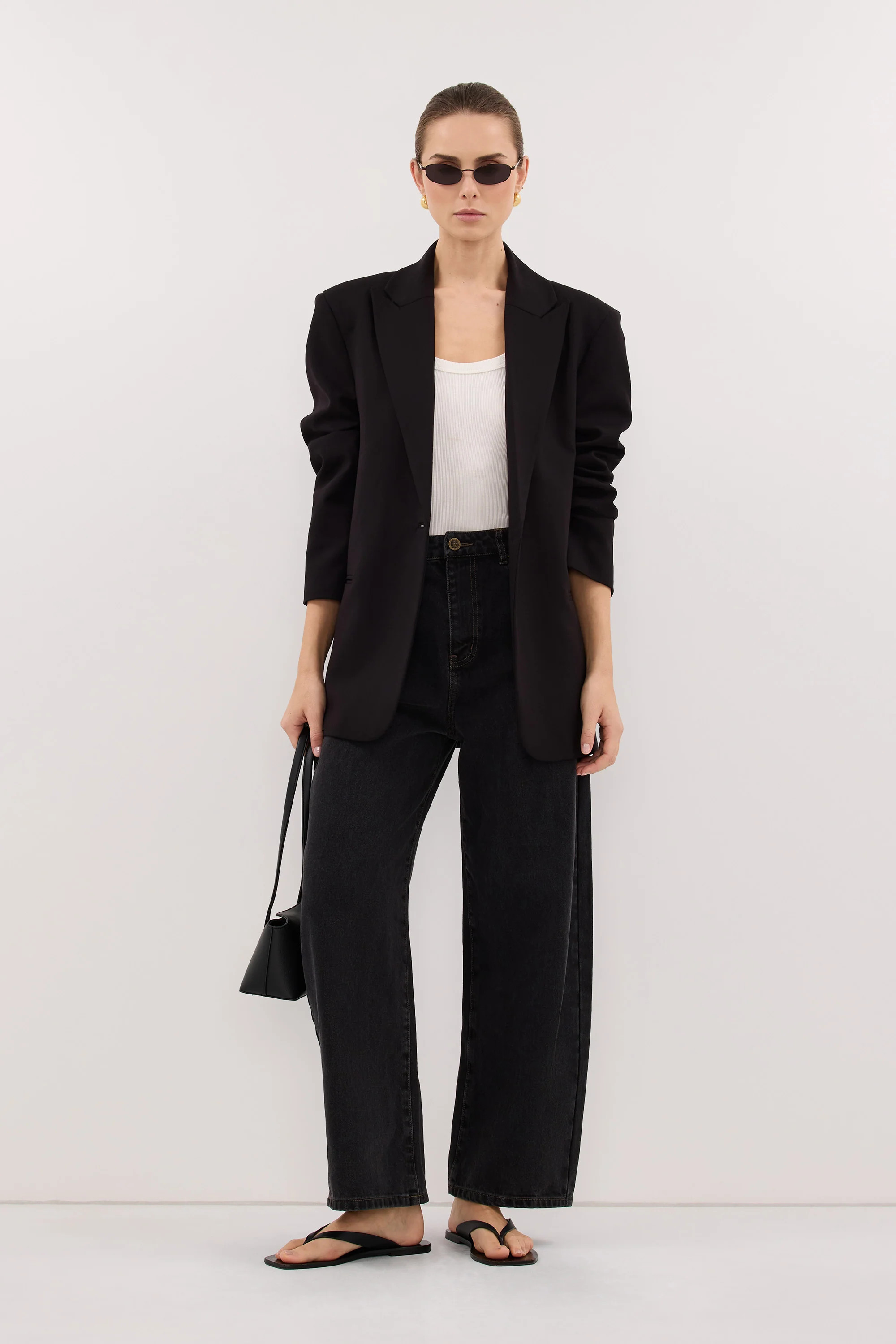 KEATON BLACK SLIM LONGLINE BLAZER | DISSH