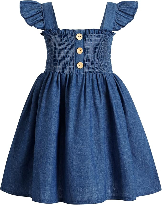 JEELLIGULAR Toddler Dress Ruffle Sleeveless Button Down Dress for Toddler Girl Dress Summer Beach... | Amazon (US)