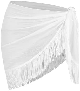 ZAFUL Women's Sarong Coverups Beach Wrap Sheer Bikini Cover Up Mini Skirt | Amazon (US)