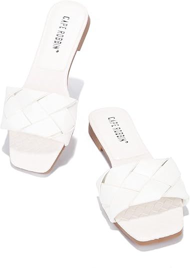 Cape Robbin Deja Sandals Slides for Women, Woven Womens Mules Slip On Shoes | Amazon (US)
