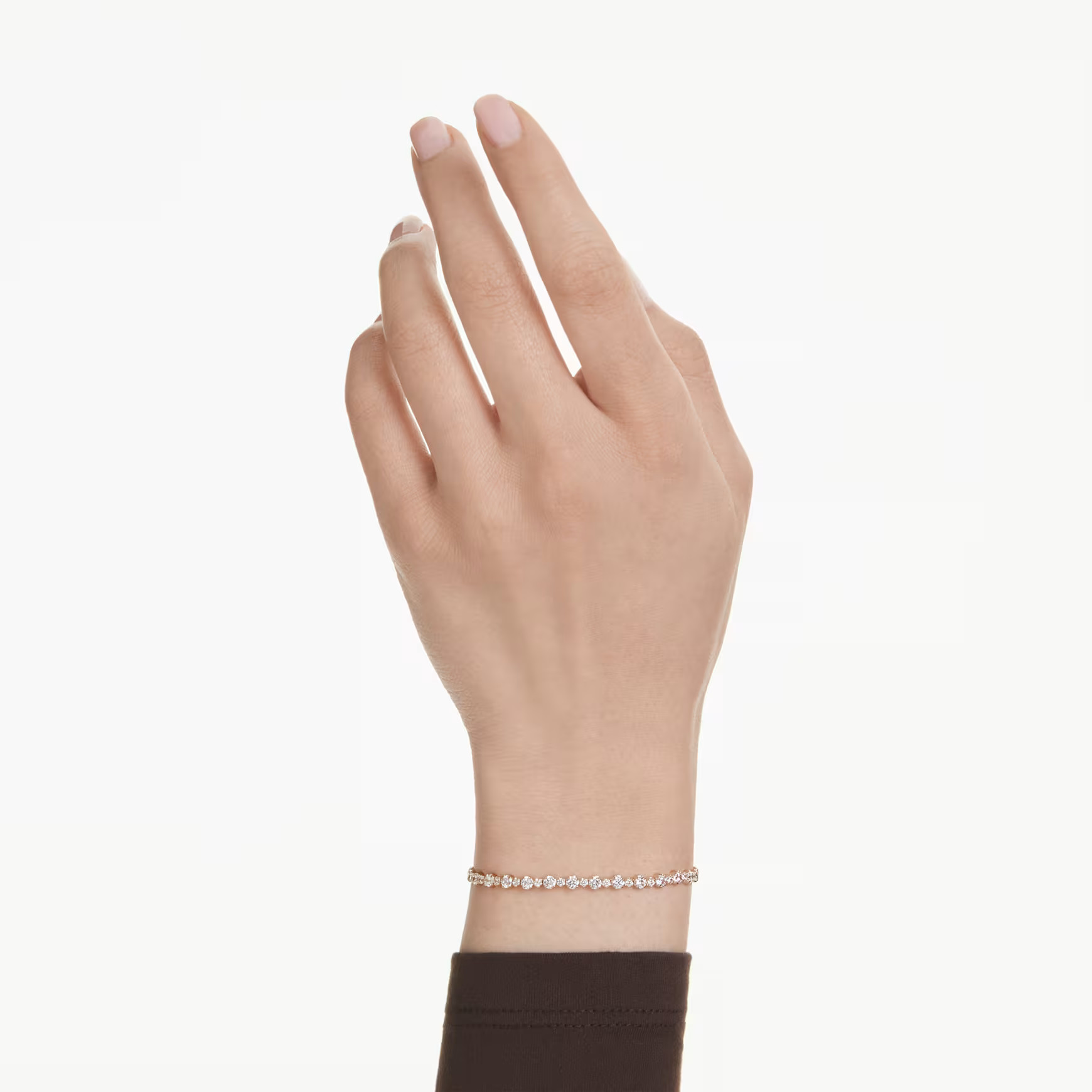 Matrix Tennis bracelet, Round cut, White, Gold-tone plated by SWAROVSKI | SWAROVSKI