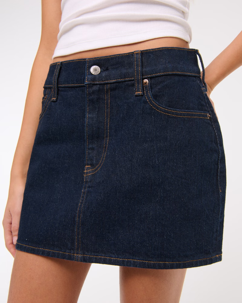 Women's Mid Rise Denim Mini Skirt | Women's Bottoms | Abercrombie.com | Abercrombie & Fitch (US)
