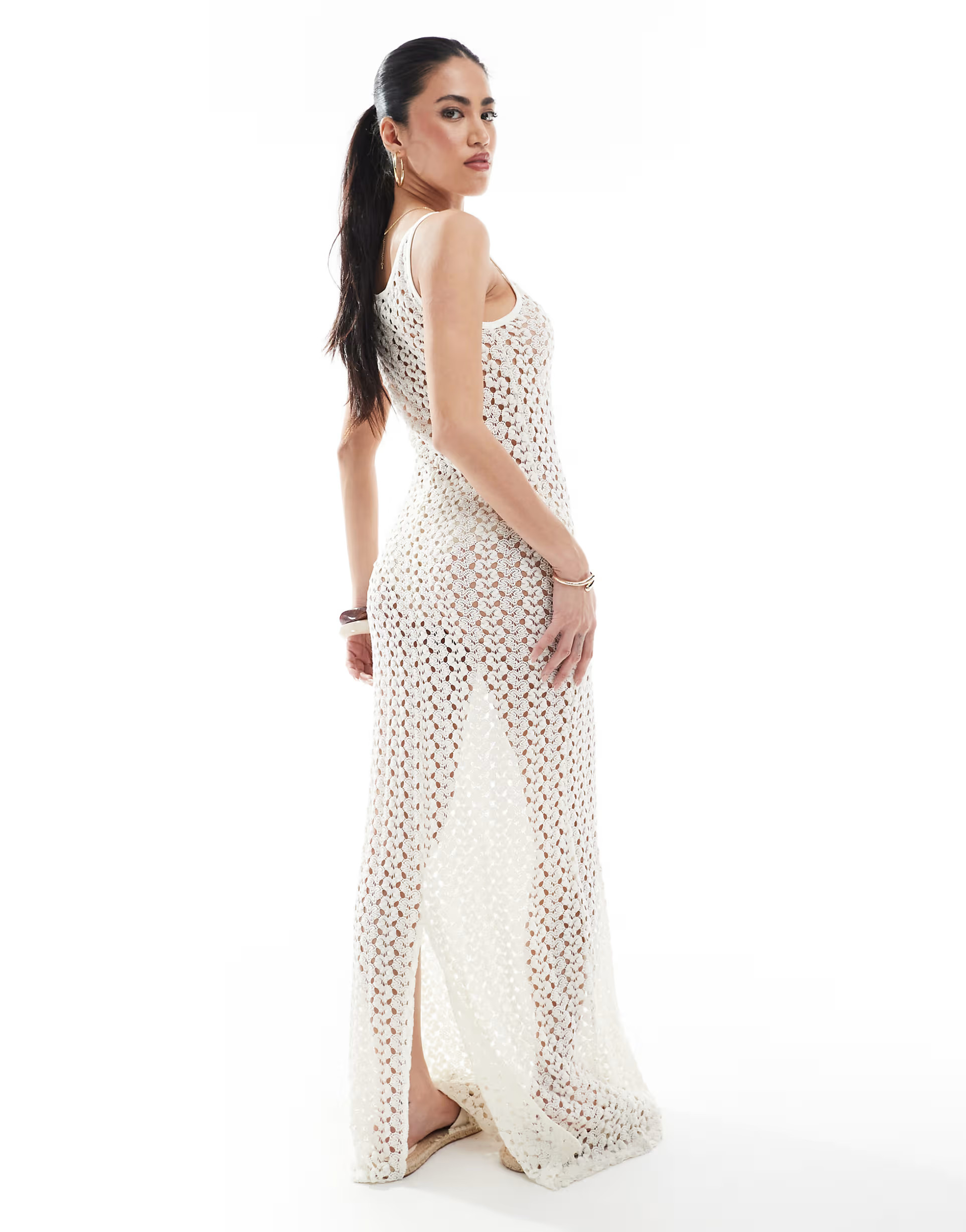 ONLY crochet maxi dress in beige | ASOS | ASOS (Global)