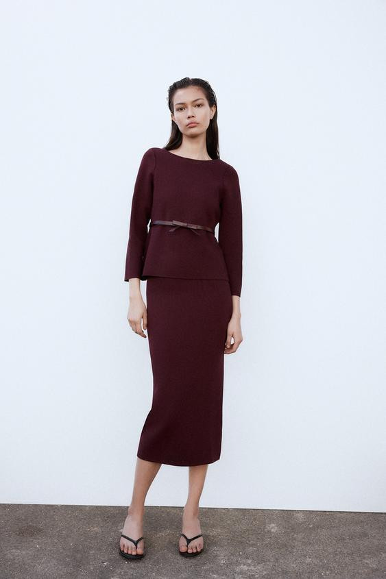 BASIC KNIT MIDI SKIRT | Zara US