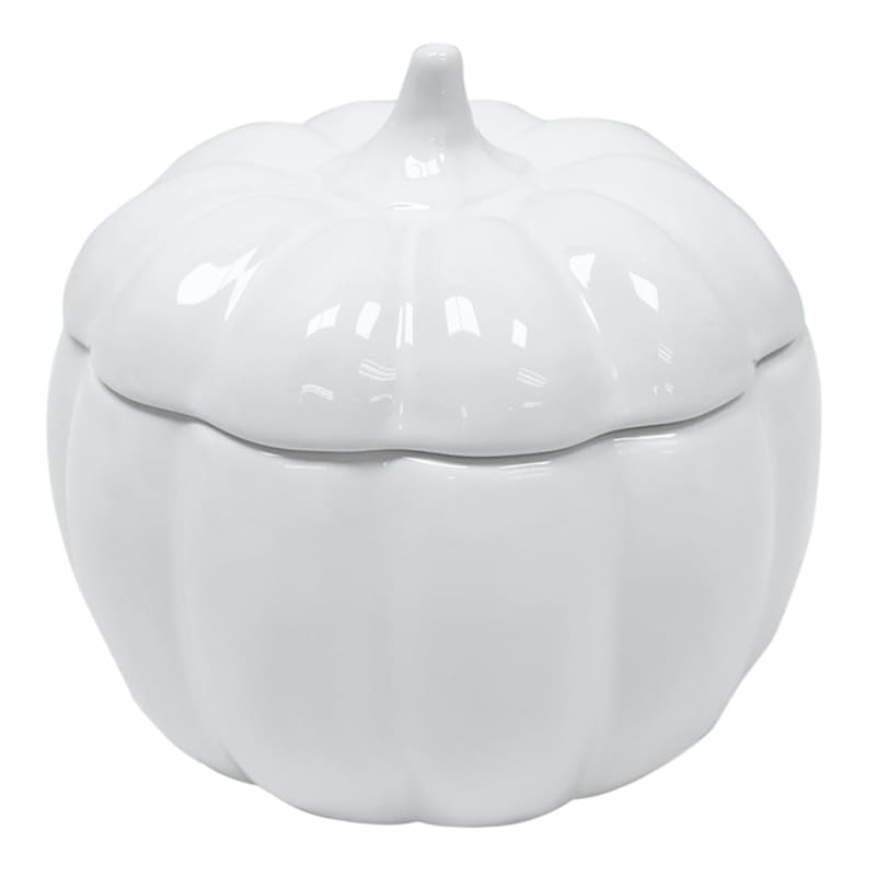 White Pumpkin Shaped Ceramic Serving Bowl | At Home