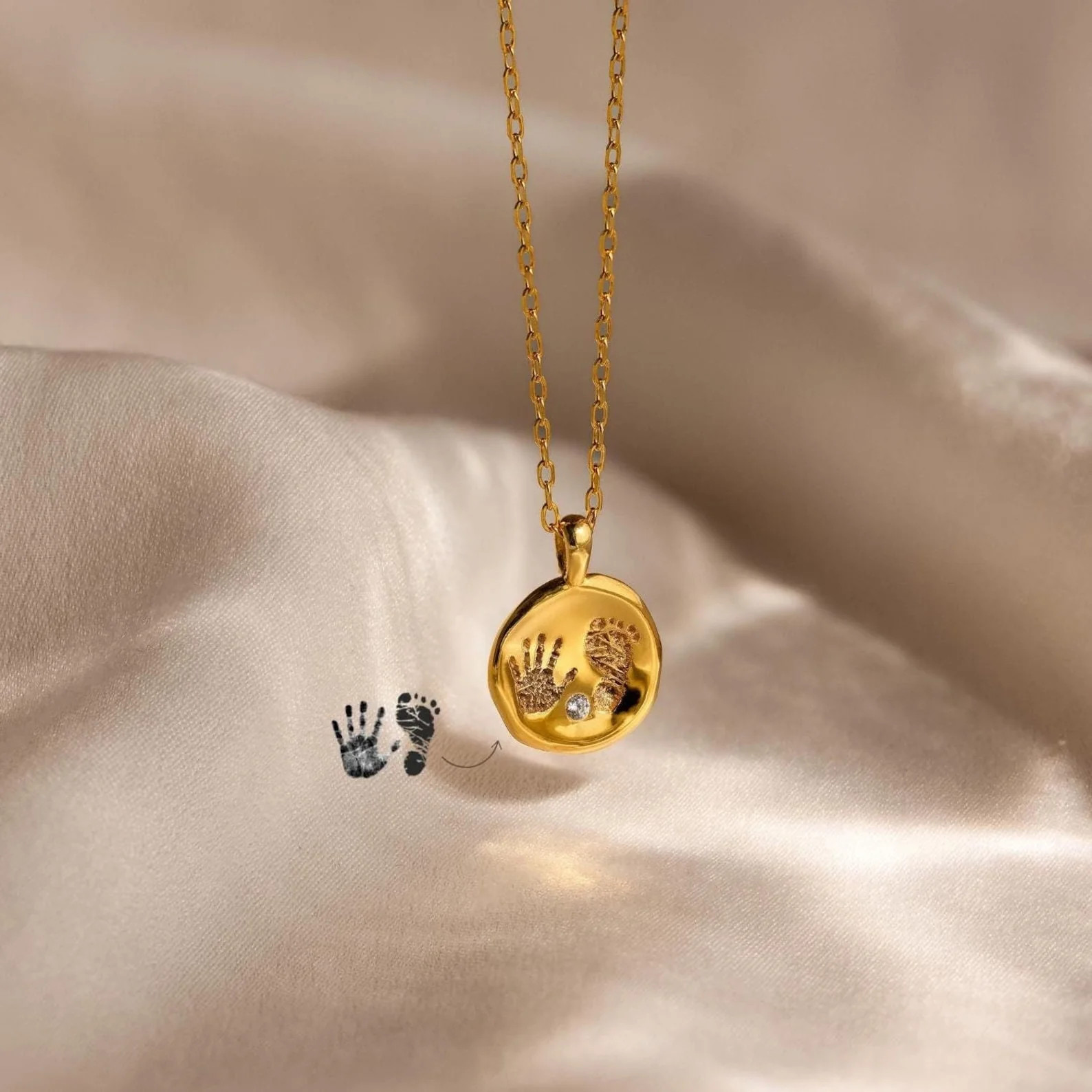 Baby Handprint Coin Necklace | Caitlyn Minimalist