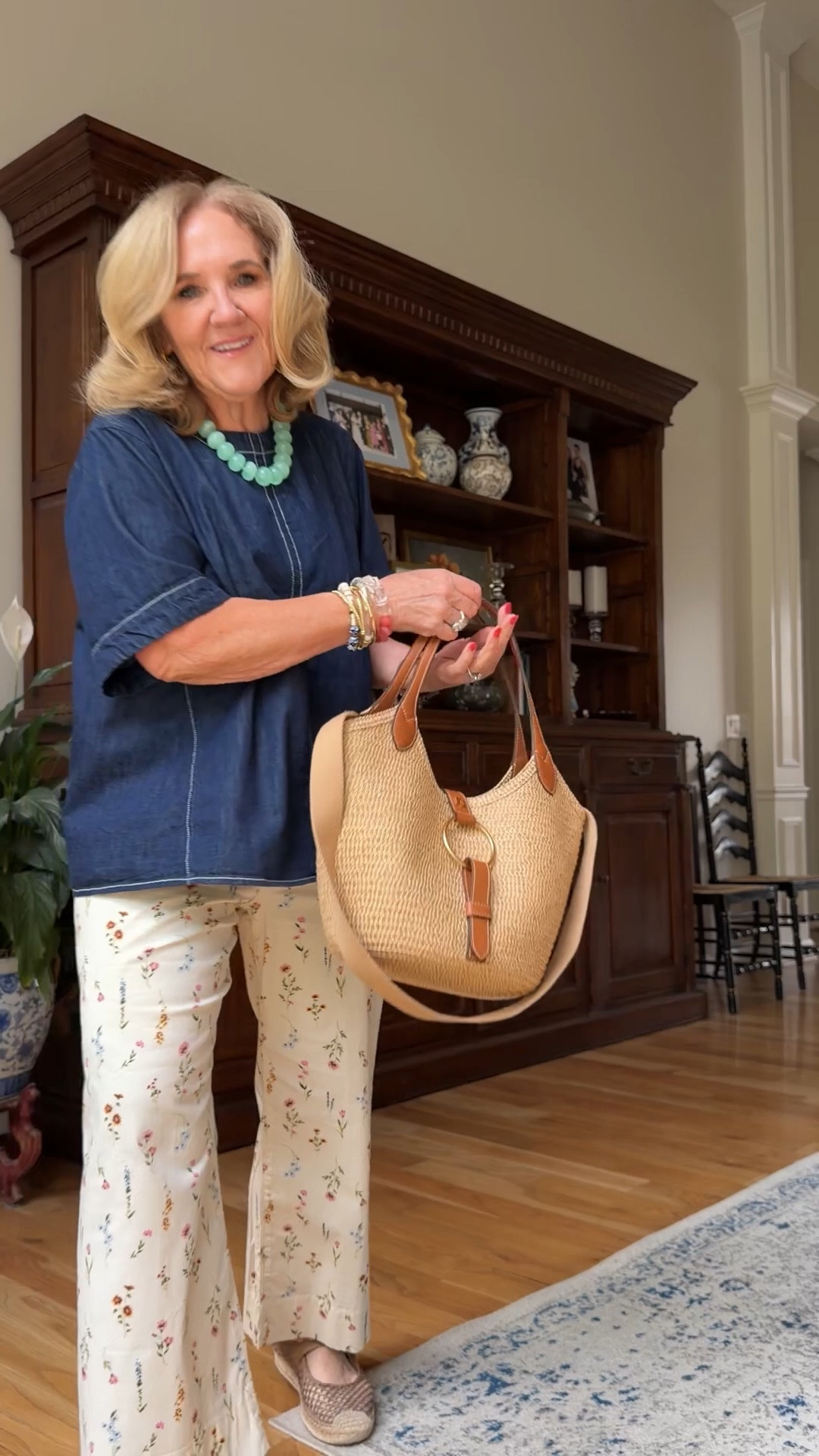 Pants size 8 reg
Denim top size medium 
20% off my bracelets code NANETTE20
10% off my bag code NANETTE 

Spring outfits 2026 casual outfit 

#LTKPetite #LTKSaleAlert #LTKOver40