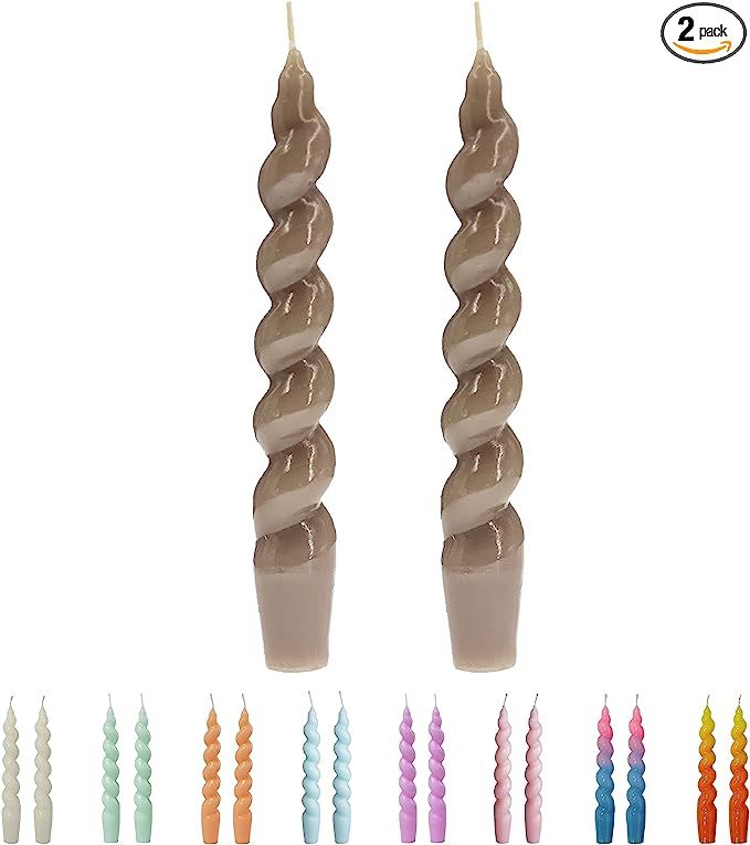 Gedengni Spiral Taper Dinner Candles Conical Stick Candles H 19 cm for Holiday Wedding Party (Bro... | Amazon (US)