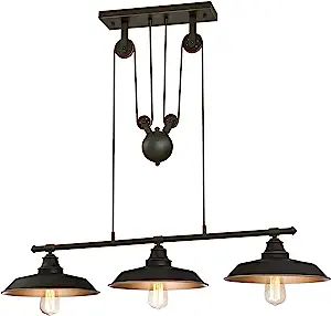 Westinghouse 6332500 Iron Hill Three-Light Indoor Island Pulley Pendant, Finish with Highlights a... | Amazon (US)
