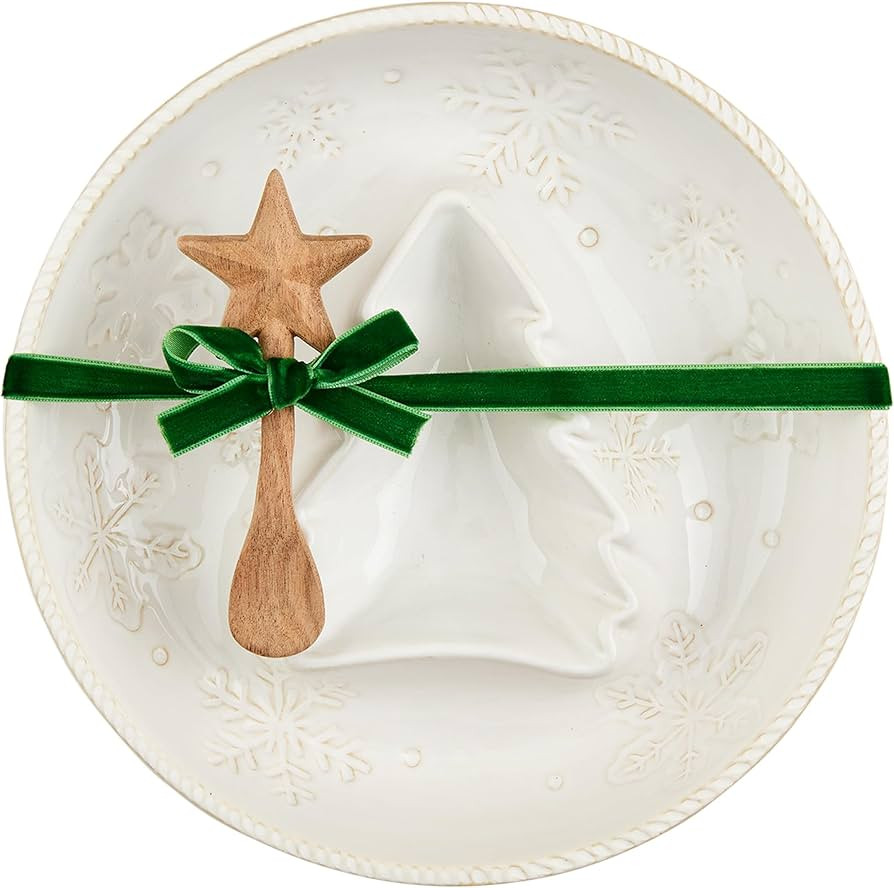 Mud Pie Snowflake Tree Chip N Dip; server 2" x 9" dia | spoon 5" | Amazon (US)
