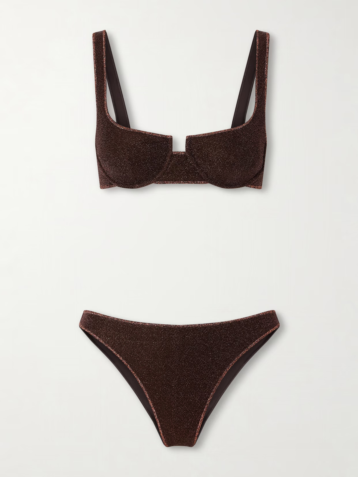 Oséree - Lumière Metallic Balconette Bikini - Brown | NET-A-PORTER (US)