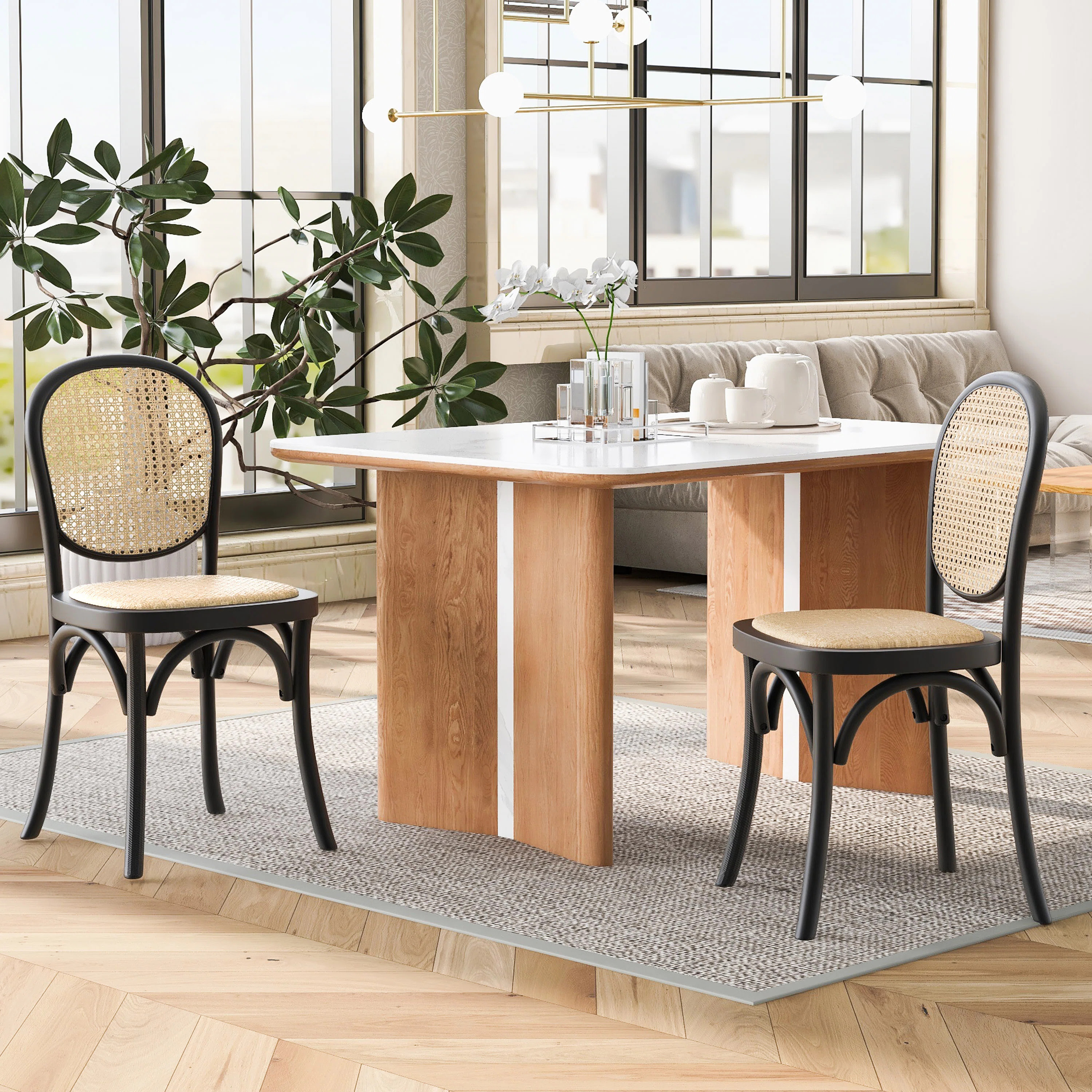 Jaziel Rattan Dining Chair (Set of 2) | Wayfair North America