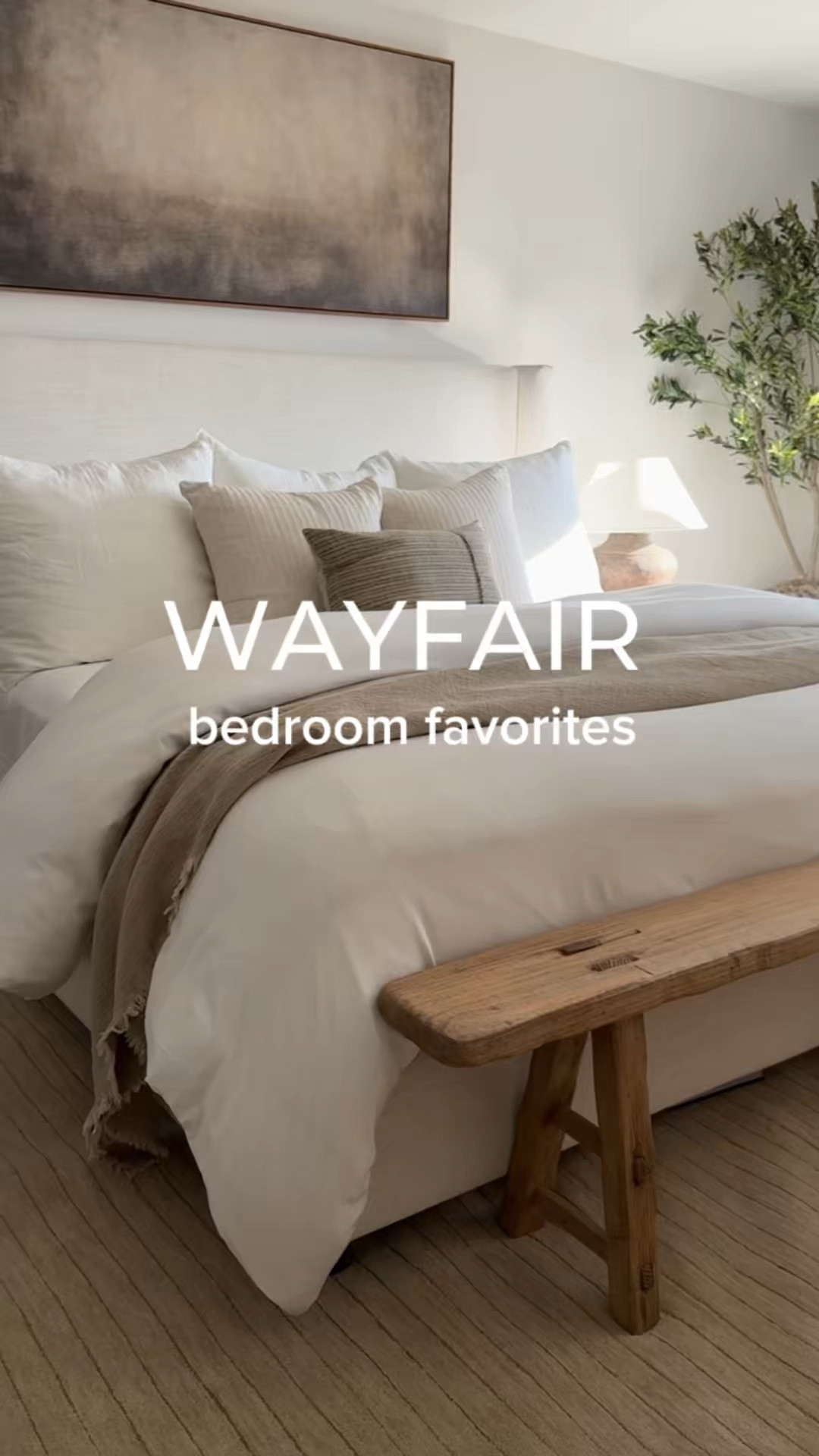 Bringing all the neutral, earthy vibes to my bedroom with these Wayfair finds. 🤎 From my
upholstered bed to the perfect vintage-inspired rug, every piece adds warmth and texture to the space. The earthy lamp, wooden dresser, and little vintage stool make it feel cozy yet elevated. I love how everything ties together to create a calm and inviting space!

@Wayfair #wayfair #wayfairpartner