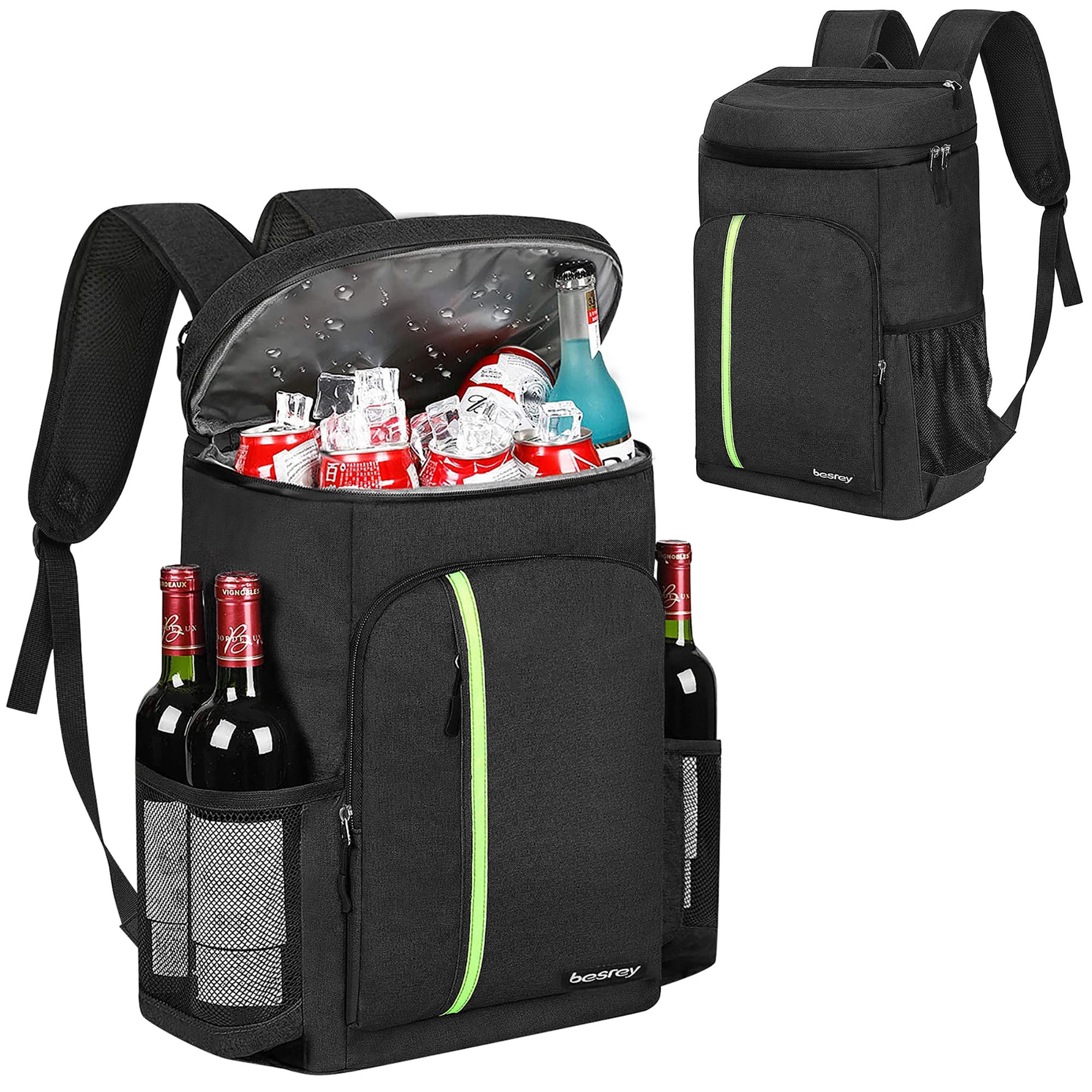 Besrey 39 Cans Cooler Backpack, Leakproof Insulated Cooler Bag for Lunch Camping Hiking, Black | Walmart (US)