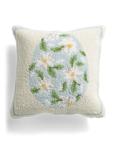 14x14 Hooked Floral Easter Egg Pillow | Polyester/Wool | Marshalls