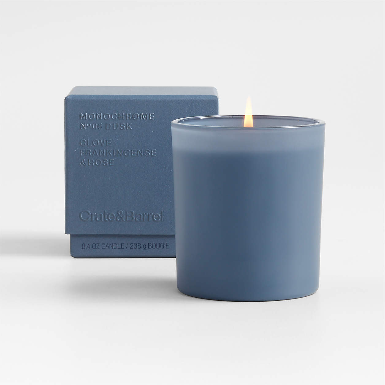 Monochrome No. 6 Dusk 1-Wick Scented Candle - Clove, Frankincense and Rose + Reviews | Crate & Ba... | Crate & Barrel