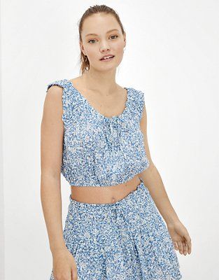 AE Cropped Bubble Tank Top | American Eagle Outfitters (US & CA)