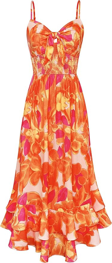 GRACE KARIN Womens Maxi Floral Sundress Summer Beach Boho Spaghetti Strap Dress with Pockets | Amazon (US)