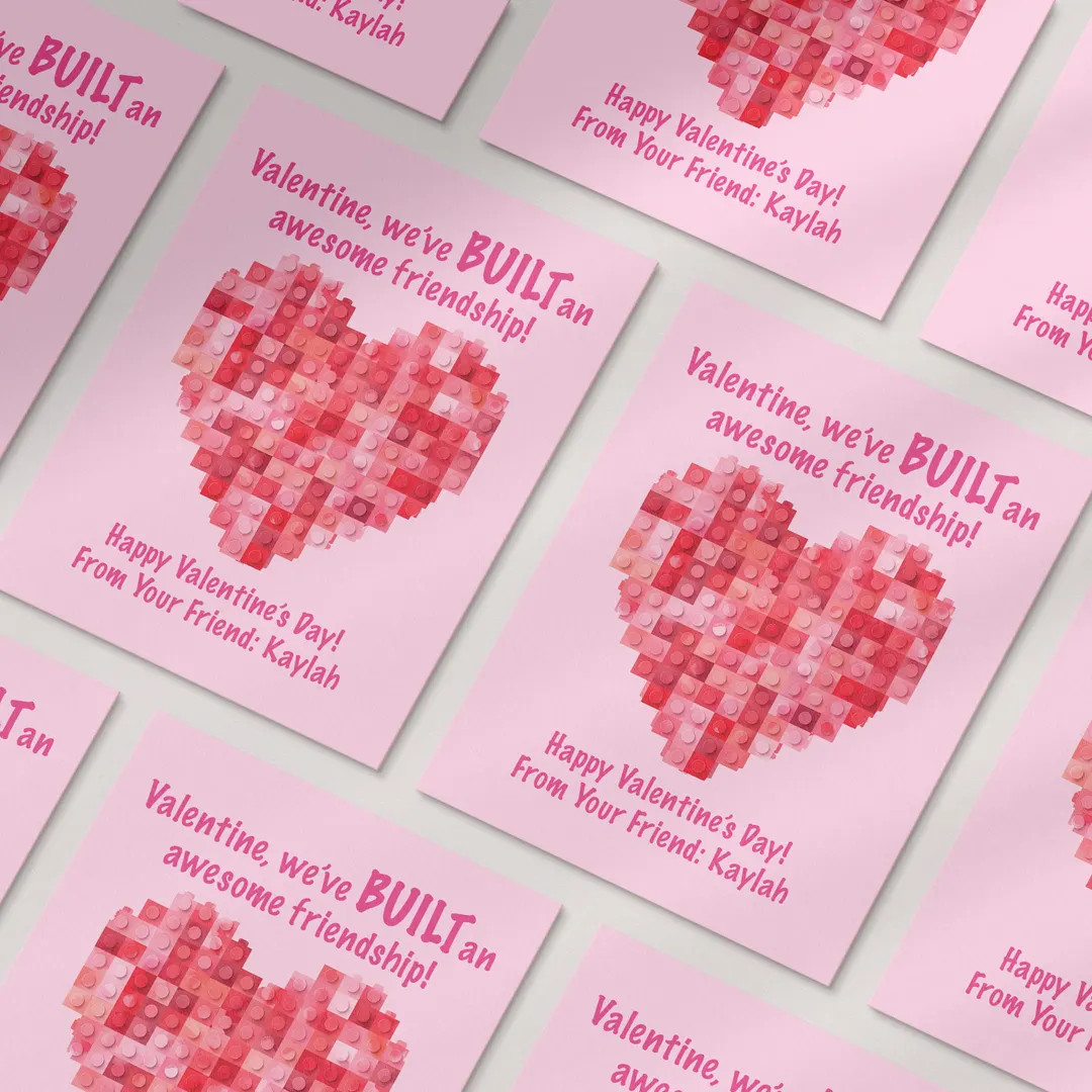 PRINTED Personalized A2 4.25" X 5.5" Pink Heart Valentine Cards - Etsy | Etsy (US)