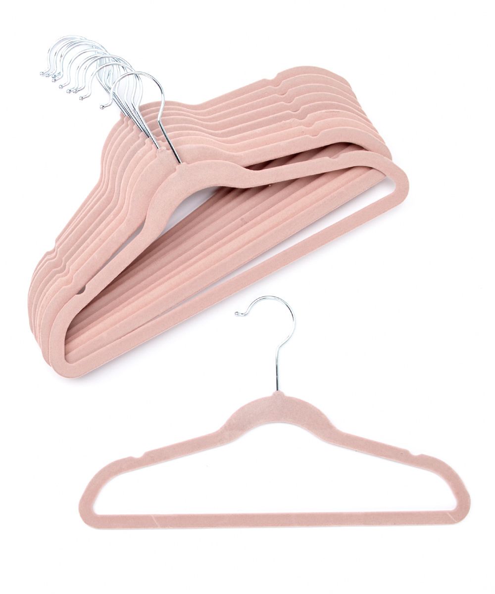 Beriwinkle Hangers Light - Light Pink Kids Velvet Hanger - Set of 10 | Zulily