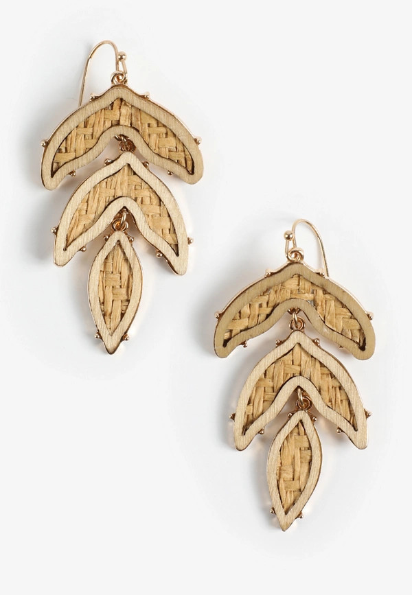 Gold Wooden Drop Earrings | Maurices