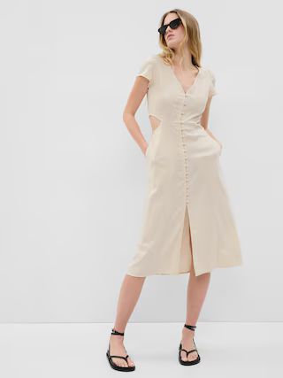 Linen-Blend Cutout Midi Dress | Gap (US)