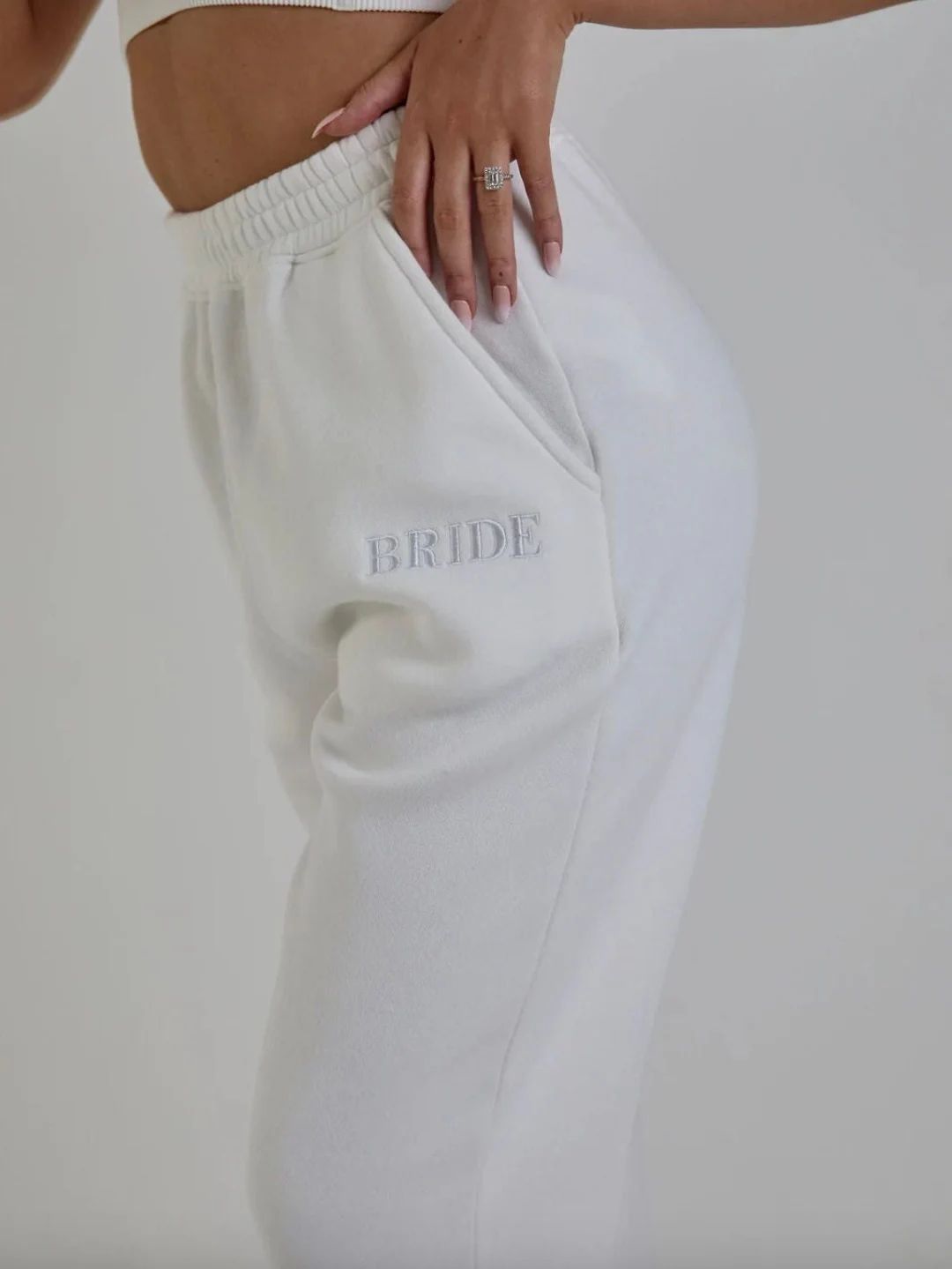 White Bride Embroidered Sweatpants, Bridal Tracksuit Pants, Wedding Joggers, Bride Loungewear, Br... | Etsy (US)