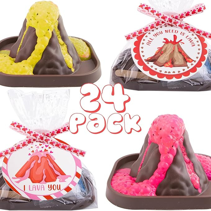 Valentines Gifts for Kids - 24 Pack Erupting Volcano Science Kit with Valentine's Cards, STEM Pro... | Amazon (US)