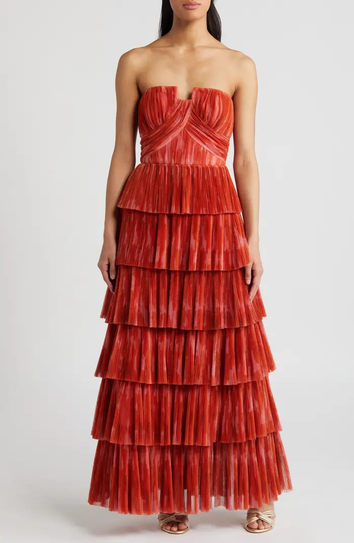 Hutch Simi Plissé Ruffle Strapless Gown | Nordstrom | Nordstrom