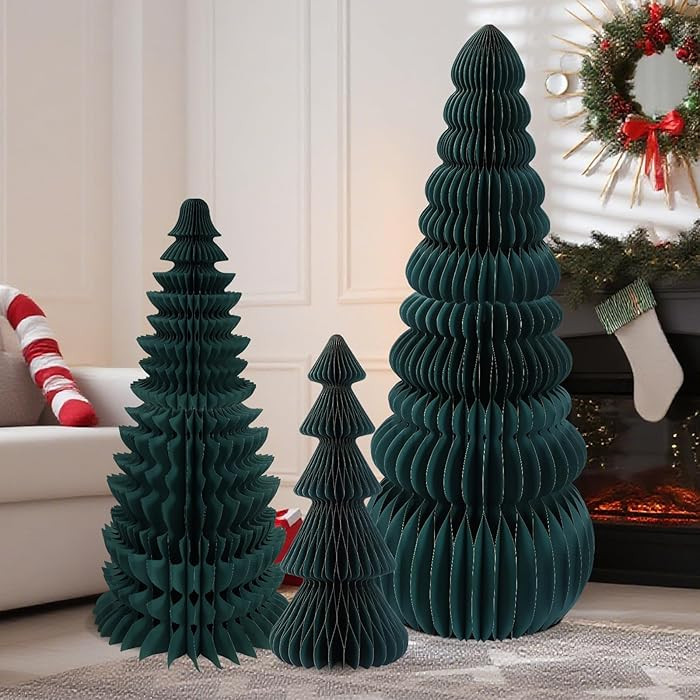 3 PCS Large Honeycomb Christmas Tree - 4ft 3ft 2ft Paper Christmas Folding 3D Home Decorations Se... | Amazon (US)