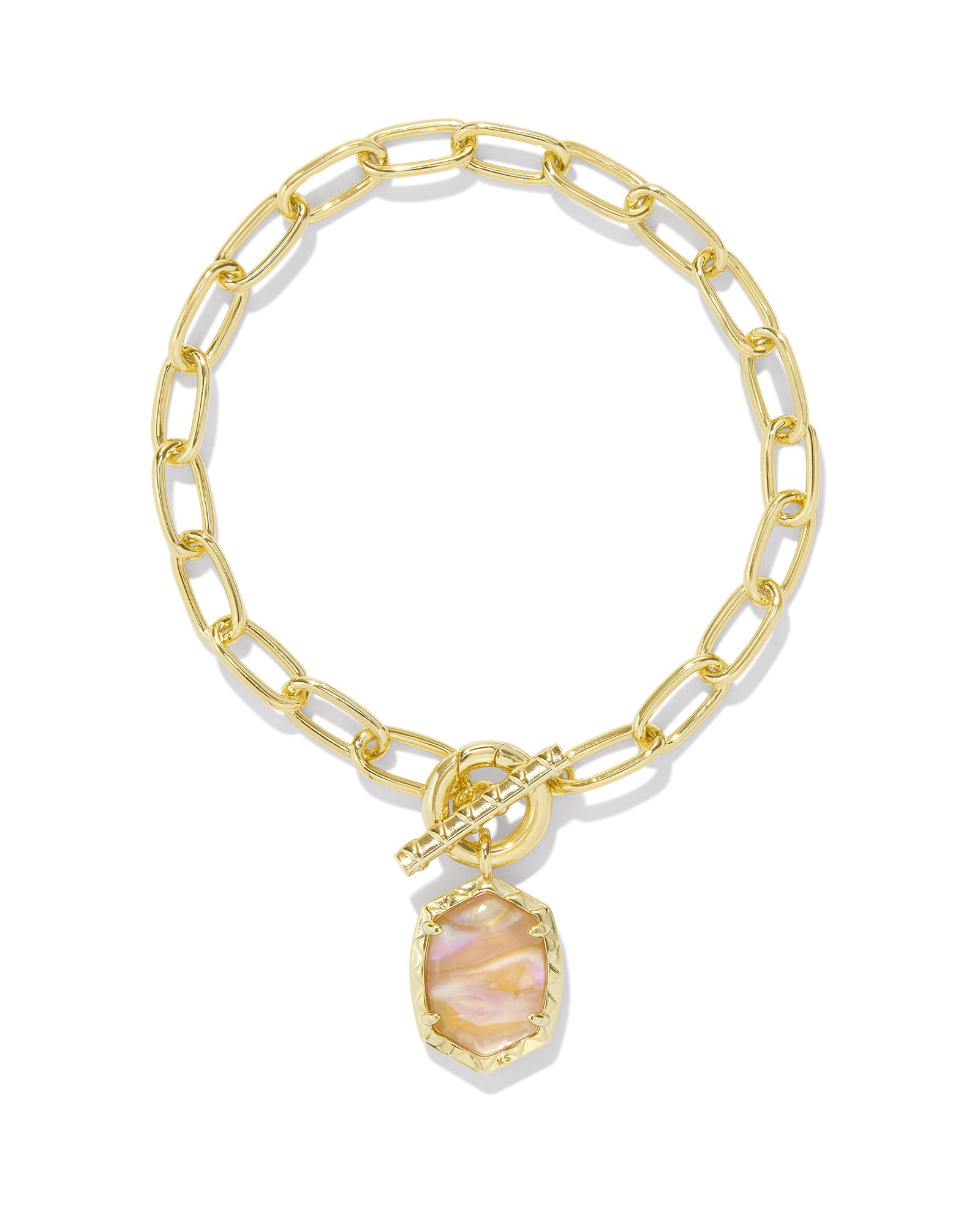 Daphne Gold Link and Chain Bracelet in Light Pink Iridescent Abalone | Kendra Scott