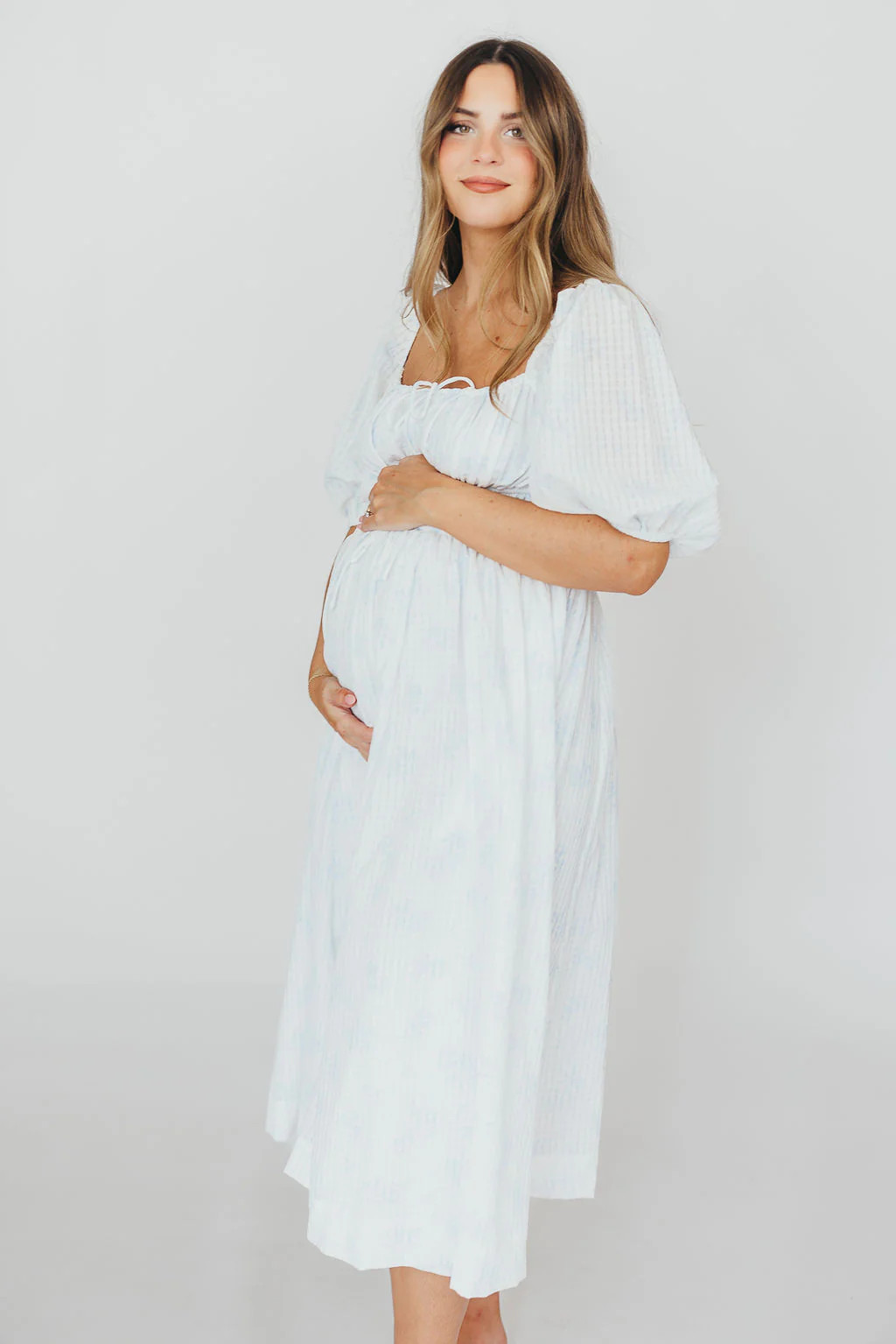 Edda Coastal Midi Dress in Light Blue - Bump Friendly & Inclusive Sizi | Worth Collective