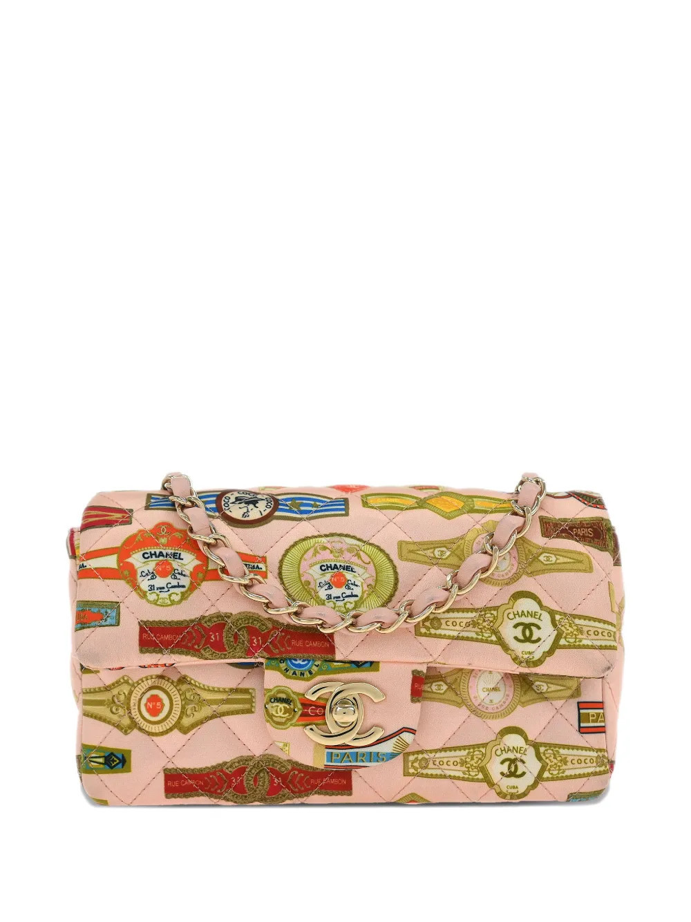 CHANEL Pre-Owned 2017 Cuba-print shoulder bag - Pink | Farfetch Global