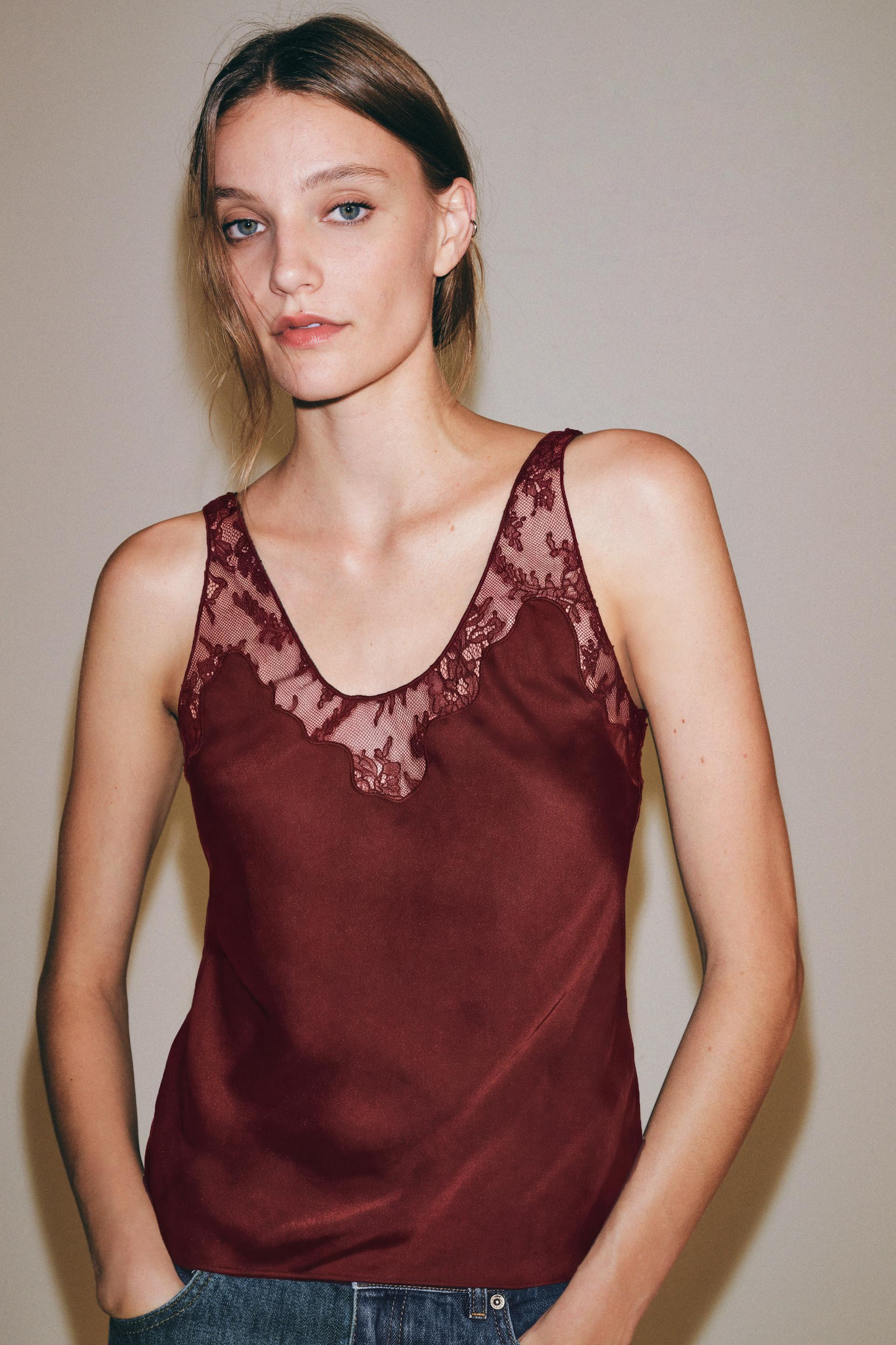 ZW COLLECTION LACE CAMISOLE TOP | Zara US