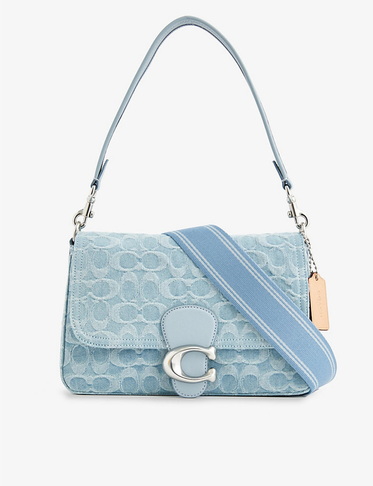 Tabby logo-embossed denim shoulder bag | Selfridges