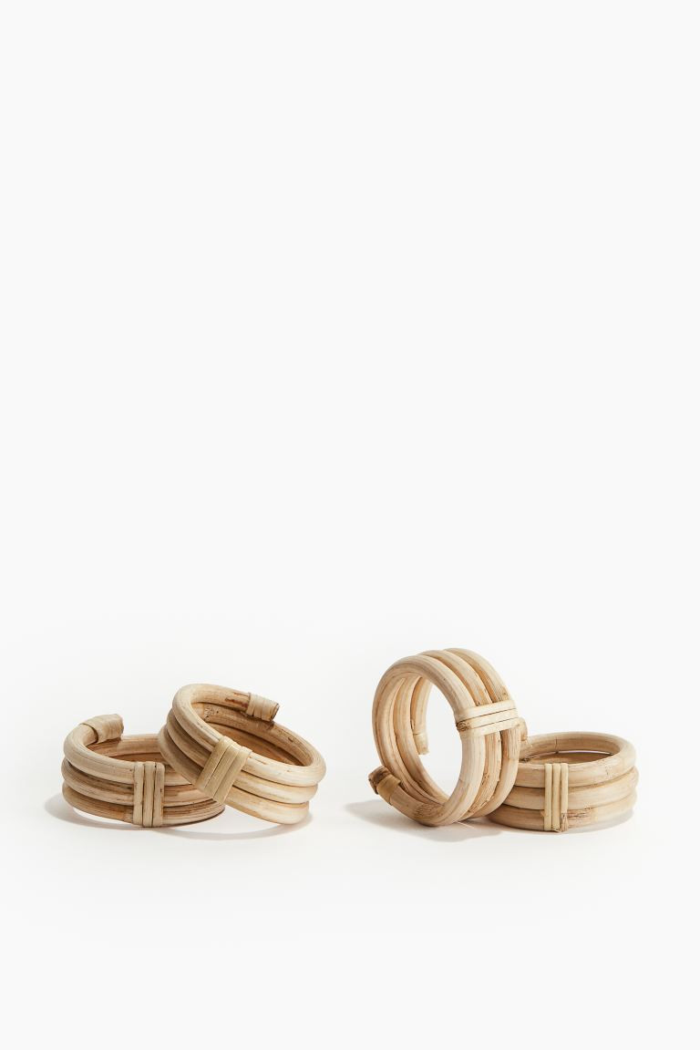 4-pack Rattan Napkin Rings | H&M (US + CA)