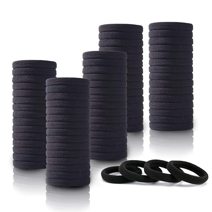 100PCS Black Hair Ties for Women Girls, Seamless Thick Black Hair Band, Elastic Hair Ties No Dama... | Amazon (US)