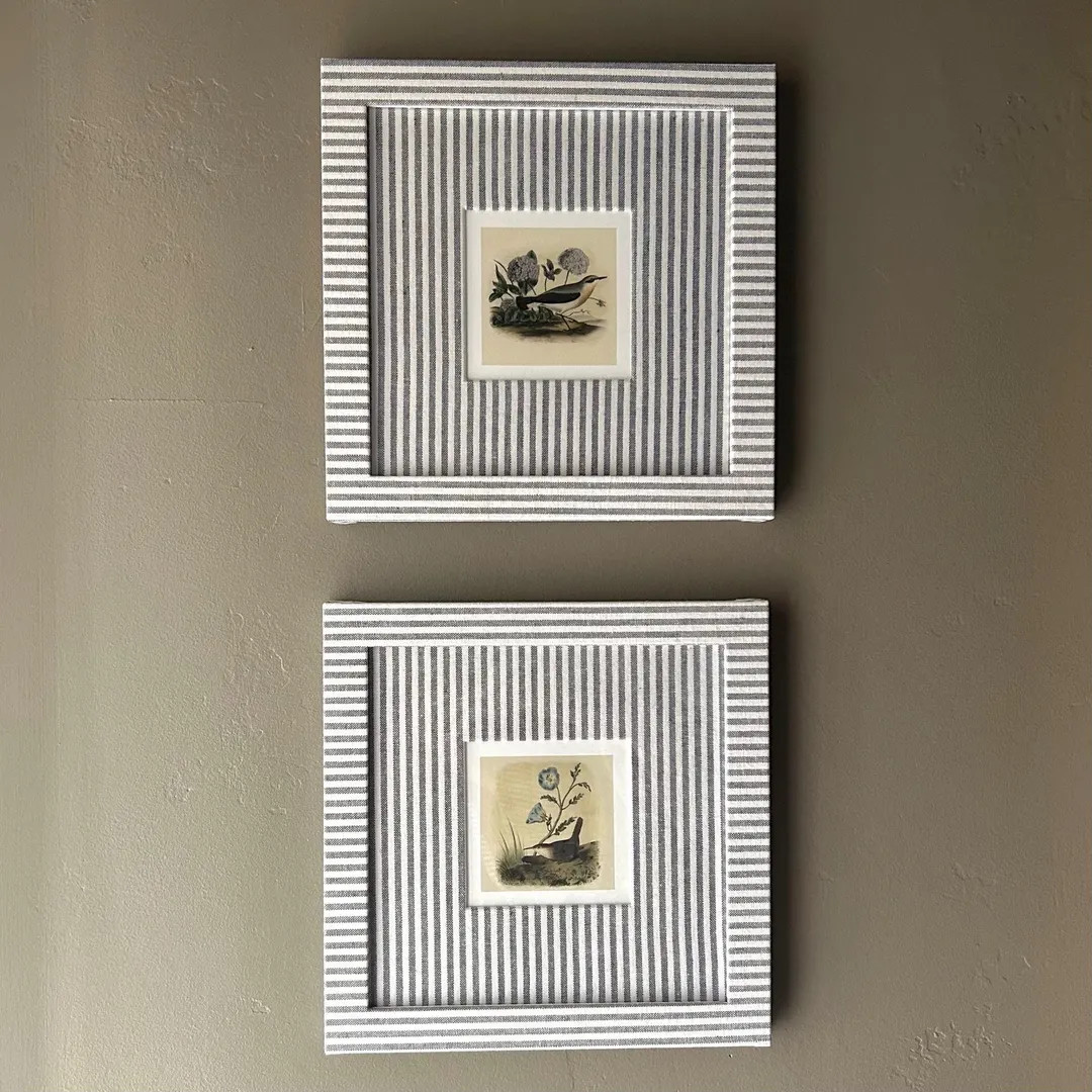 Vintage Bird Illustration, Linen Fabric Wrapped Frame Set (8x8) | Etsy (US)