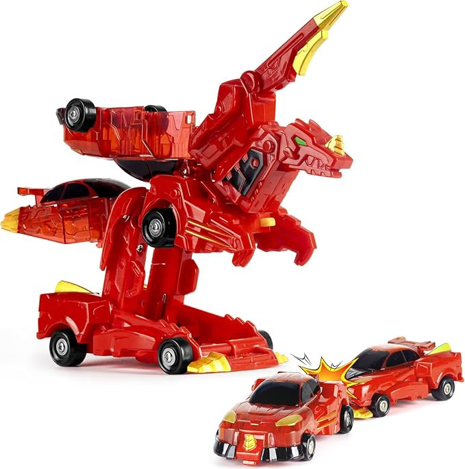 Valentine's Day Gift Collision Transforming Dinosaur Car Toy, 2 in 1 Magnetic Cars Transform into... | Amazon (US)