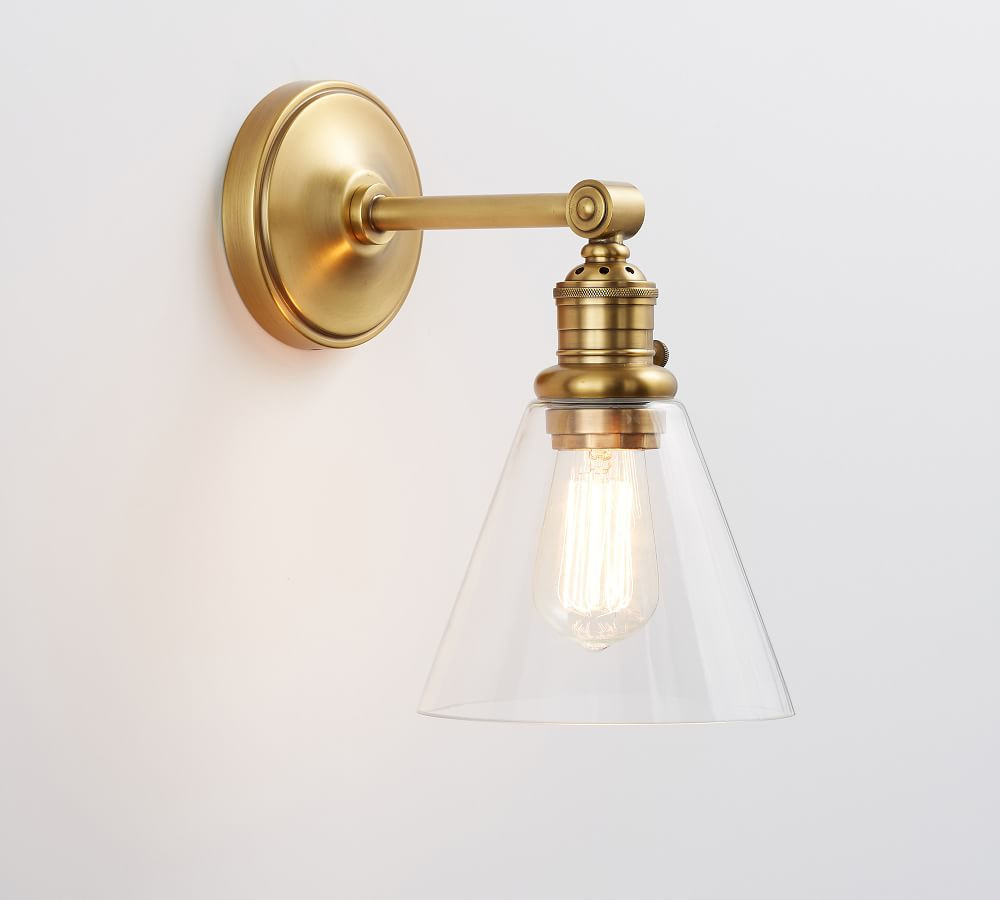 Straight Arm Flared Glass Sconce | Pottery Barn (US)