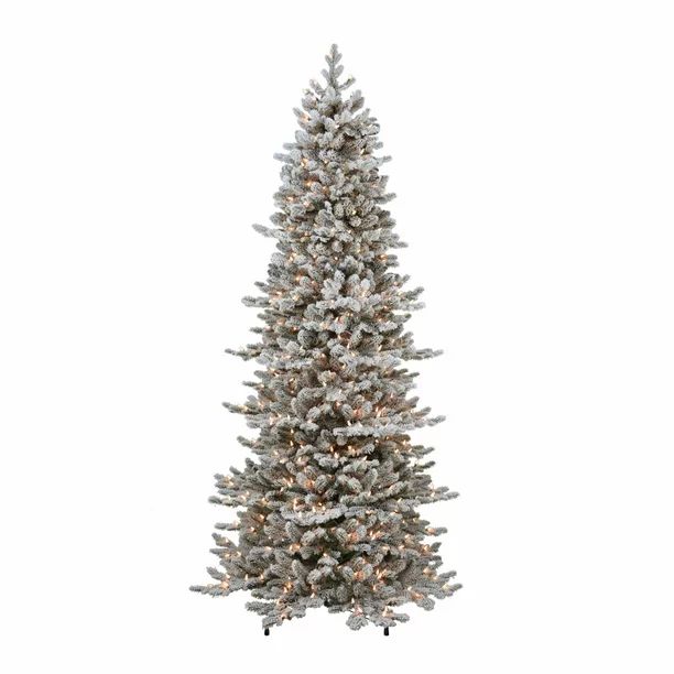 Puleo International 7.5 ft. Royal Majestic Douglas Spruce Flocked Slim Pre-Lit Christmas Tree | Walmart (US)