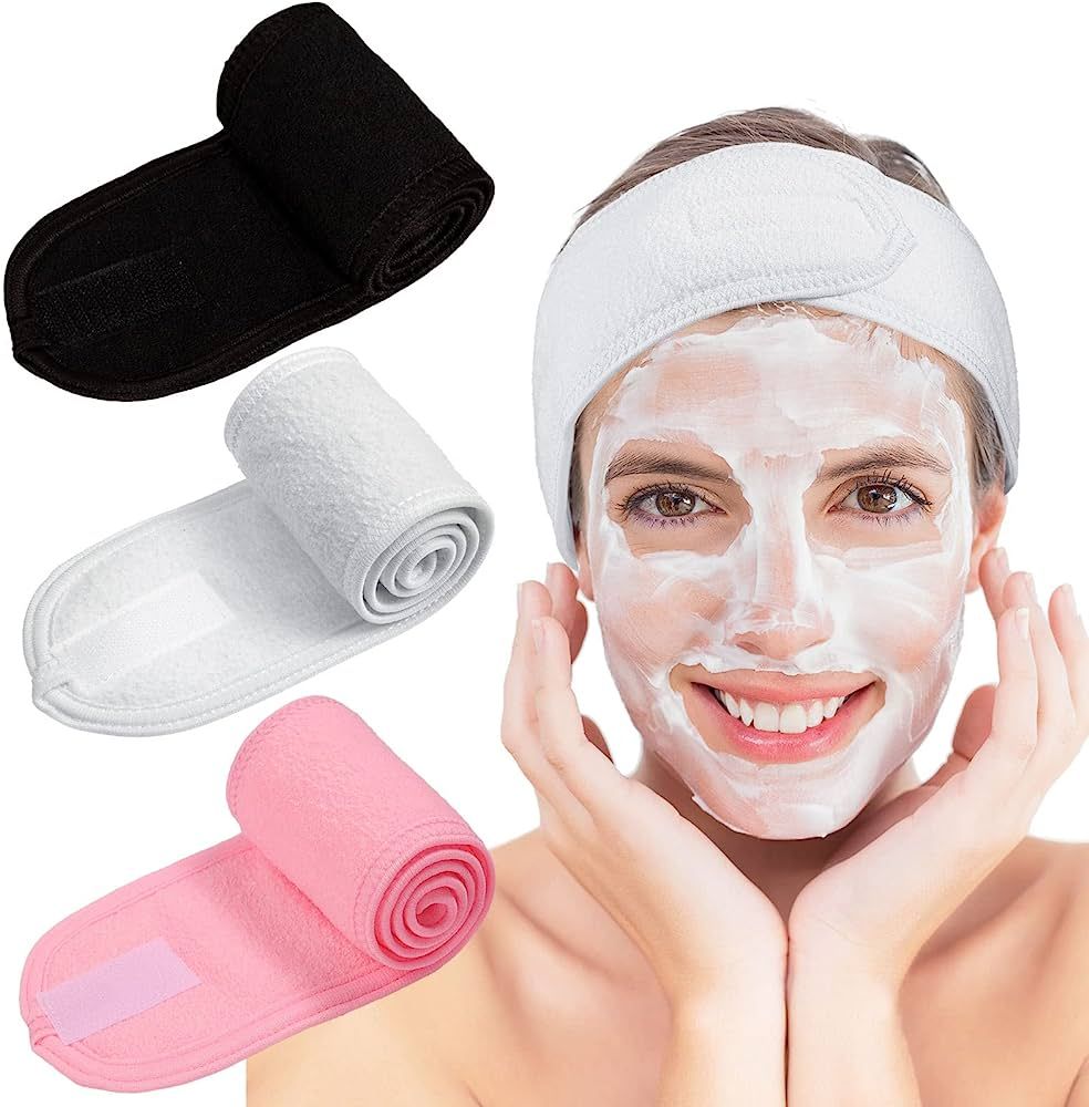 Whaline Spa Facial Headband Make Up Wrap Head Terry Cloth Headband Adjustable Towel for Face Wash... | Amazon (CA)