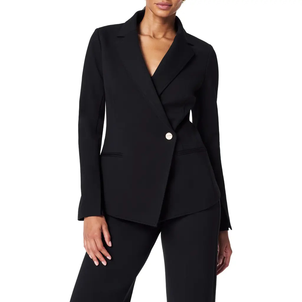SPANX® Asymmetric Ponte Knit Blazer in Classic Black at Nordstrom, Size Small | Nordstrom