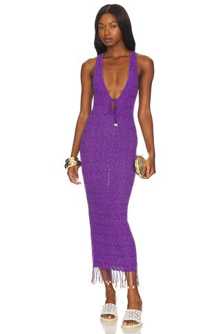 Abeni Keyhole Midi Knit Dress in Purple | Revolve Clothing (Global)