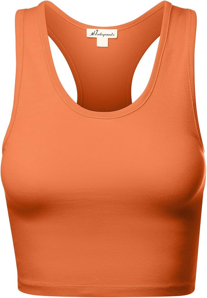 Women Sleeveless Racerback Crop Camisole Tank Tops Cotton Basic Shirts | Amazon (US)