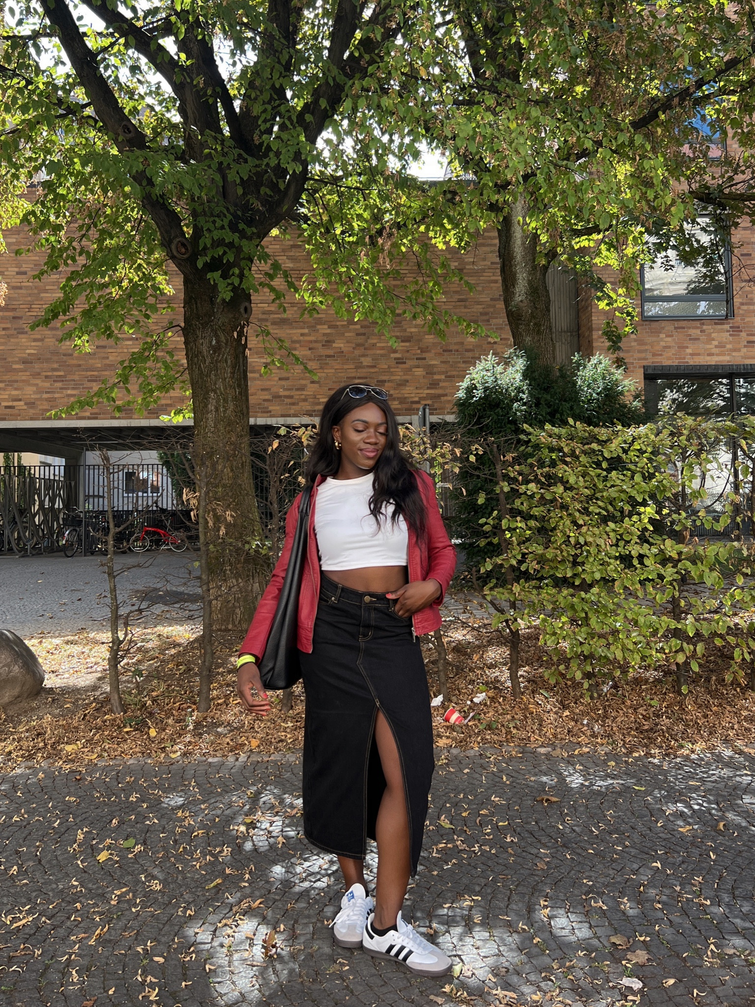 Fall style, fall outfits, red leather jacket, denim maxi skirt, samba OG, cropped t-shirt, tote bag, fall outfit, fall fashion, trousers, fall boots, sock boot, black boots, fall purse, bodysuit, blazer, ootd, fall outfit ideas, loafers, fall outfit inspo, outfit inspo, casual outfit ideas, chic outfit, blazer outfit, loafers outfit, casual chic, everyday outfit, fall trends, outfit inspiration, outfit in motion 

#LTKshoecrush #LTKfindsunder100 #LTKsalealert