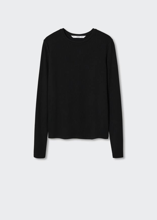 Ribbed  knit t-shirt -  Women | Mango USA | MANGO (US)