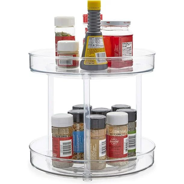 Clear 2 Tier Lazy Susan Turntable Cabinet Organizer, Spinning Spice Rack for Pantry, 10.6 x 7.5 i... | Walmart (US)