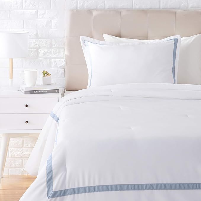 Amazon Basics Ribbon Embellishment Comforter Set - Soft, Easy-Wash Microfiber - Twin/Twin XL, Dus... | Amazon (US)