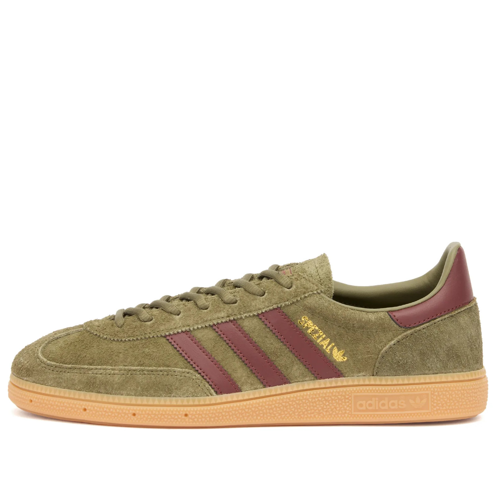 Adidas Men's Handball Spezial Sneaker in Focus Olive/Fox Brown/Gum, Size UK 5 | END. Clothing